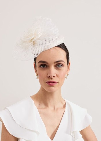 Phase Eight Flower Pillbox Fascinator Hats White Australia | HT1239487